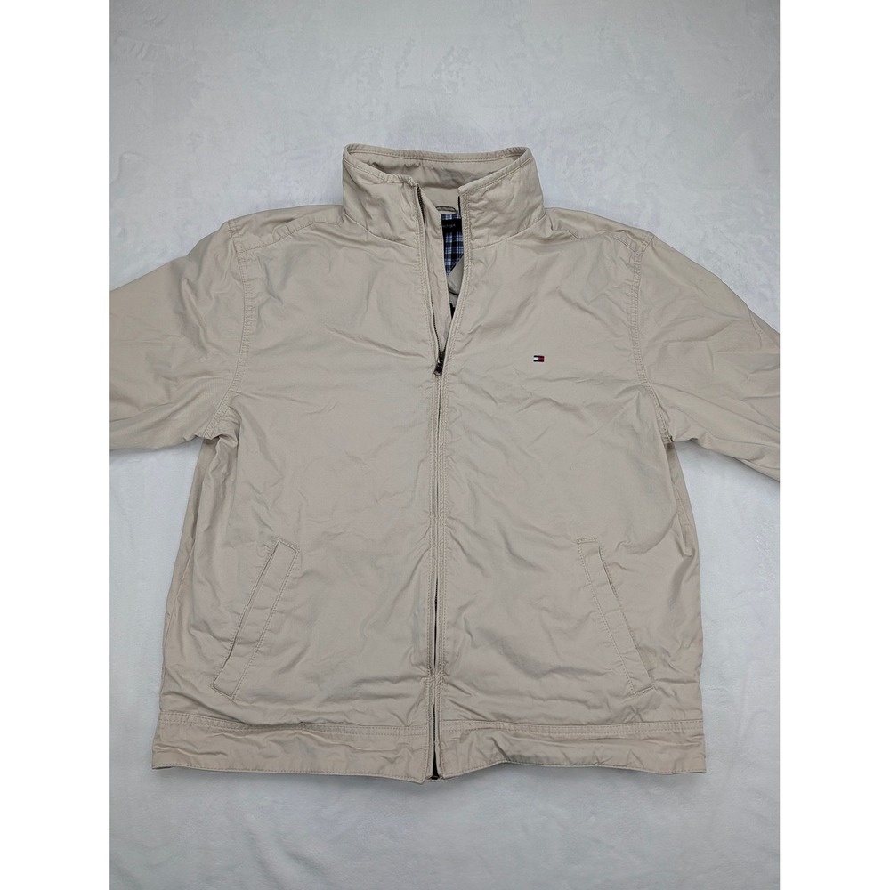 Tommy Hilfiger Men's Beige Harrington Style Jacket XL Plaid Lined Outerwear - Picture 3 of 7